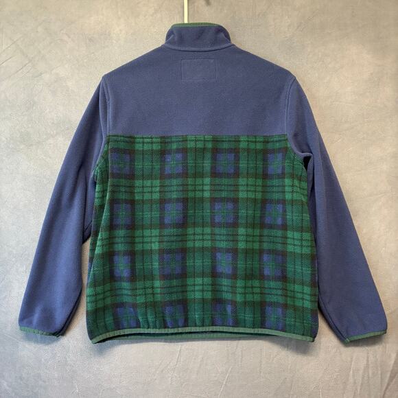 Lands End 3/4 Button Up Fleece Sweatshirt Plaid Kids Medium 10-12 Two Tone Cozy - Picture 12 of 13
